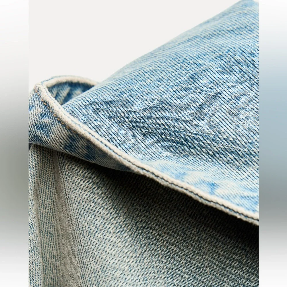 ZARA TRF CROP DENIM JACKET - Picture 3 of 4